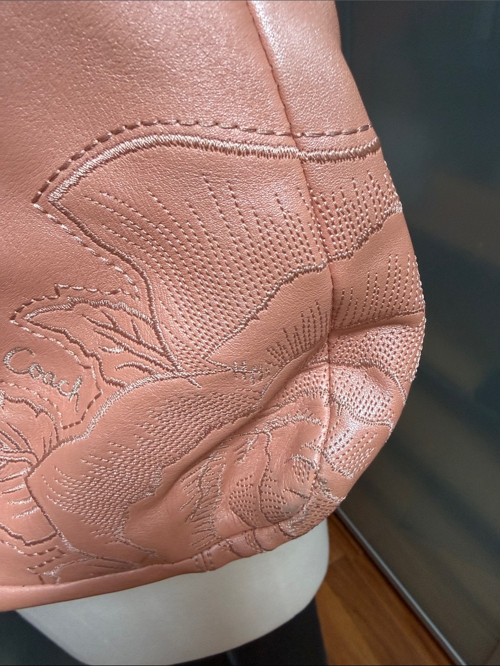 Coach vintage Peach Floral Embroidered Shoulder Bag - Picture 7 of 12